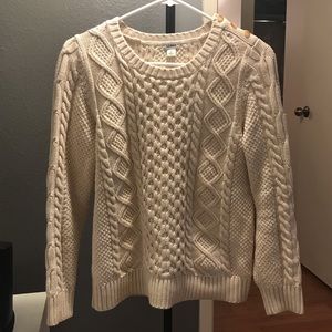 LL Bean Ivory Cable Knit Sweater